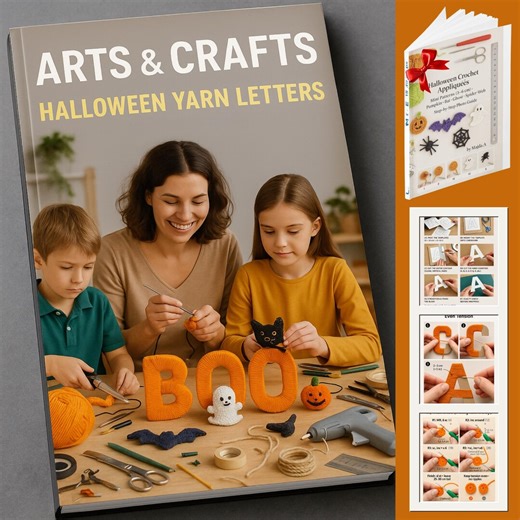 Halloween Yarn Letters DIY Templates: Crochet Appliqués Guide (PDF) - Etsy