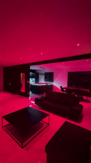 Red House with Black Room and Red LED Lights