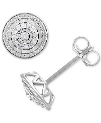 Diamond Multi-Halo Stud Earrings (1/10 ct. t.w.) in Sterling Silver - Macy's