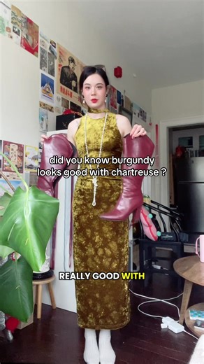 Unexpected Chartreuse & Burgundy Outfit