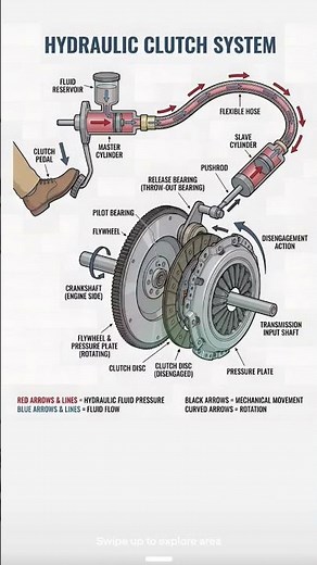 Hydraulic Clutch System Explained Simply | #Car Clutch #Working #viral #shorts