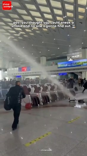 China Insider | Some train stations in China use high-pressure water cannons 🔫 linked to infrared detectors that monitor for sparks, flames, or smoke in... | Instagram