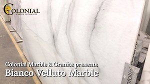Bianco Velluto Marble is a polished, Brazilian stone featuring high...