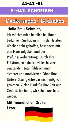 German E-Mail Schreiben | Danke sagen | Höfliche E-Mail auf Deutsch
