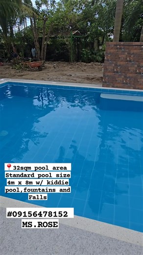 Standard Skimmer type pool 4m x 8m 32sqm pool area Team BlueLeaf Swimming Pool Construction and Services #Kiddiepool #falls #fountains #skimmertypepool #highlight | Roselyn Coca Navarro