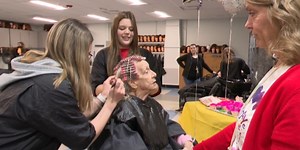 Cosmetology students celebrate longtime model’s 95th birthday