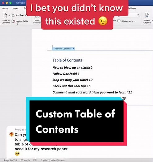 Reply to @anonymouzzz777 This is how to format table of contents! #tableofcontents #word #microsoftword #microsoftwordtricks