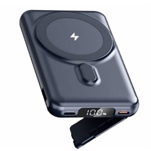 Acumulator Extern Wireless Magnetic ESL by Essential Level®, 10000 mAh, 4 Cabluri Incarcare, Cu Suport Telefon, Incarcare Rapida, Afisaj Baterie LED, Compatibil Magsafe, Inel Metalic Magnetic - eMAG.ro