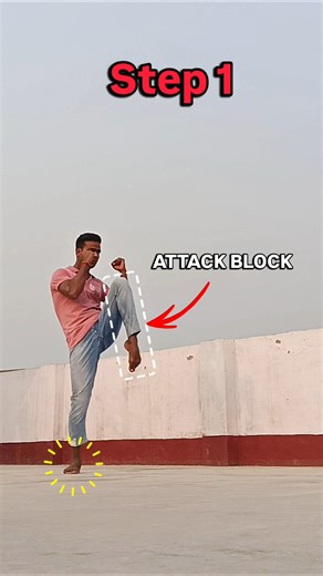 Block + Push Kick⚡ | Tutorial for beginners (Step by step) #shorts #tutorial #martialarts