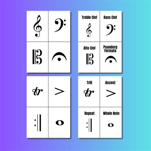 Music Symbol Flash Cards: Notation and Terms (printable PDF) - Etsy