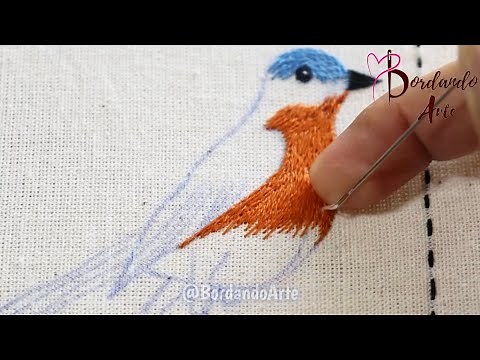 BORDADO A MANO AVE PINTAR CON HILO | NEEDLE PAINTING EMBROIDERY EASY STITCH