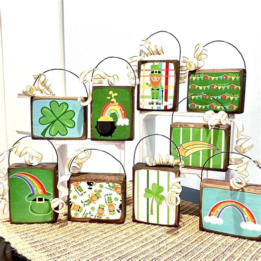 Saint Patricks Day Signs. St Paddy’s Ornament. Wooden Irish Decor. Papered Wood Spring Decor. Leprechaun Decor. March 17th. Modern Prims. - Etsy