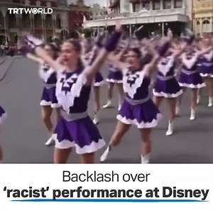 99K views · 1.7K reactions | A high school drill team’s performance at Walt Disney World sparked outrage for its "offensive chants" and "racist" depiction of Native Americans. Disney later apologized and issued a statement expressing "regret" over the performance. | TRT World | Facebook