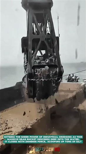Dredging Seabed Mud with a Giant Grab Bucket – Satisfying Jobs and Machinery in the World