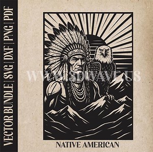Native American Eagle Vector Art: Cricut, Glowforge Laser Cut Files (SVG, PDF) - Etsy Canada