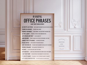 Office Email Phrases Print | Passive Aggressive Humour | Black & Cream | Wall Art | Unframed - Etsy