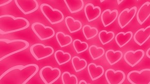 Horizontal 4K video. Loop animation for wedding, holiday, party, love, relationship, sale. Glow pink outline hearts on acid magenta. Social media template for Valentine day, February 14. Neon light