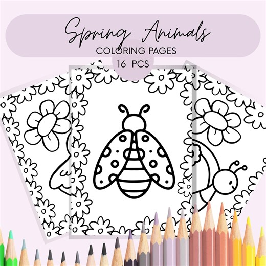 Spring Coloring Pages for Kids. 16 Printable April Activity PDF Coloring Sheets. - Etsy Australia
