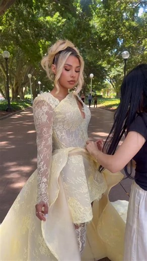LUXURY DRESS HIRE SYDNEY on Instagram: "The Delilah Dress is art in motion 💛 Intricate French lace, designed to be worn with or without the overlay skirt ✨ Available for hire for your next event."