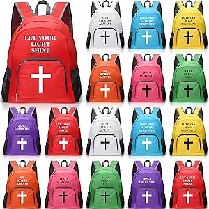 Shinylin 16 Pack Christian Gifts Backpacks 17" Bible Verse Backpack Bulk Inspirational Religious Gift for School Students