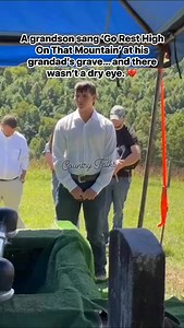 609K views · 17K reactions | There are moments in life when words just aren’t enough, and only music can carry the weight of our hearts.  At his grandad’s funeral, a grandson stood by the graveside and through tears sang ‘Go Rest High On That Mountain.’ Every note was heavy with love, loss, and gratitude for the man who shaped his life. It wasn’t just a song—it was a final gift, a way to say goodbye, and a promise that his memory will live on. ️ | Country Talks | Facebook