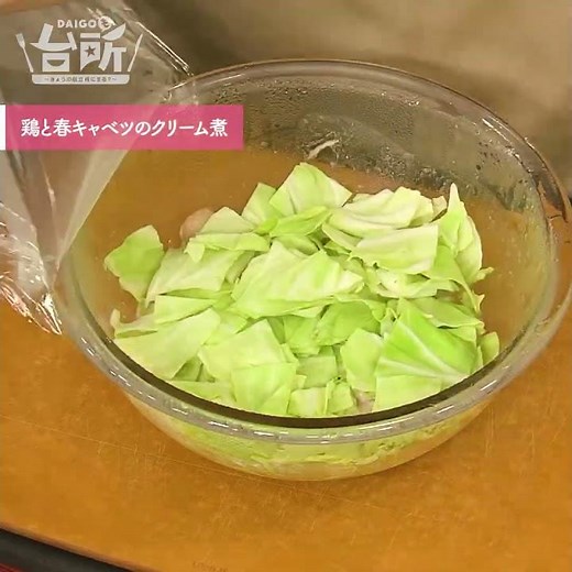 【DAIGOも台所】鶏と春キャベツのクリーム煮｜レンジで作る！