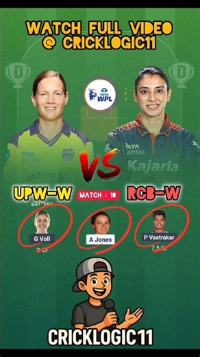 UPW-W vs RCB-W T20 Match Dream 11 Prediction | UPW-W vs RCB-W dream 11 #upwvsrcbw #fantasycricket