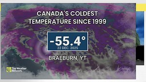 Coldest Canadian temperature recorded in 26 years