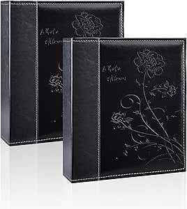 Artmag Photo Album 5x7 2 Packs Clear Pages Pockets Leather Cover Slip Slide in Photo Album Book Each Holds 50 Vertical 5x7 Photos Picture Book for Wedding Family (Black)