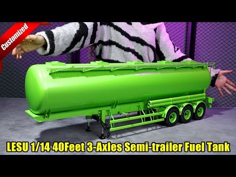 Custom Kwasaki Green 1/14 scale 40ft Oil Tanker Trailer LS-A0010 with magnetic light connector