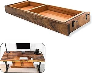 Solid Walnut Wood Under Desk Drawer Attachment, Heavy-Duty Storage Drawer with Premium Hardware – Easy to Install, Fits Most Standing & Computer Desks – 30" x 10" x 2.5"
