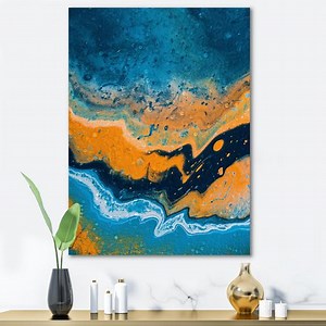 Designart Abstract Marble Composition In Blue and Orange IV Canvas Wall Art - Walmart.ca