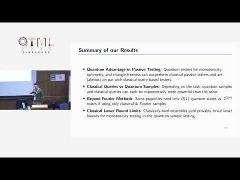 QTML 2025: Testing Classical Properties from Quantum Data