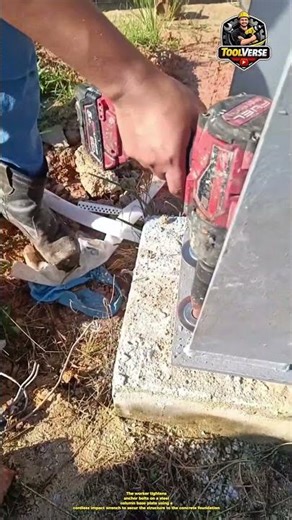 Tightening Steel Column Anchor Bolts Using a Cordless Impact Wrench #CordlessTools #constructionwork