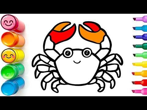 Drawing and Coloring a Cute Crab | Easy Step by Step Drawing Tutorial for Beginners