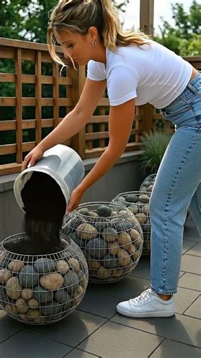 Turning Stones & Wire Into $300 Garden Planters 🪨🪴 (USA DIY Gabion Build)