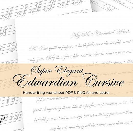 Super Elegant Cursive Writing Workbook: Edwardian Handwriting Activity Sheets, Calligraphy Worksheets. - Etsy