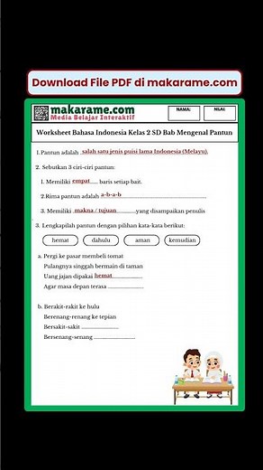 Indonesian Language Worksheet for Grade 2 Elementary School Chapter: Understanding Pantun