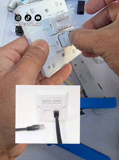 DoDouble RJ45/Cat6 faceplate - a wall socket for network connections! Perfect for your home network setup. #Networking #Faceplate #RJ45 #Cat6 #HomeNetwork #CCTV It's a double port, allowing two Ethernet connections. It supports Cat6 cables, suitable for high-speed data transfer. It offers a clean and permanent network installation. Installation is easy, with no wiring required for some models. It's commonly used for home and office networking. The faceplate provides a professional finish to netw