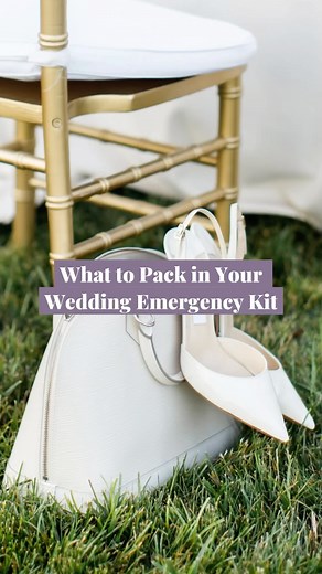 Joy | Wedding Websites & More on Instagram: "What to pack in your wedding day emergency kit 👛 #withjoy #weddingday #weddinghacks #weddingplanning #weddingideas #wedspo"
