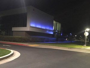 Allan Hancock College lights campus buildings blue to honor first responders and health care workers