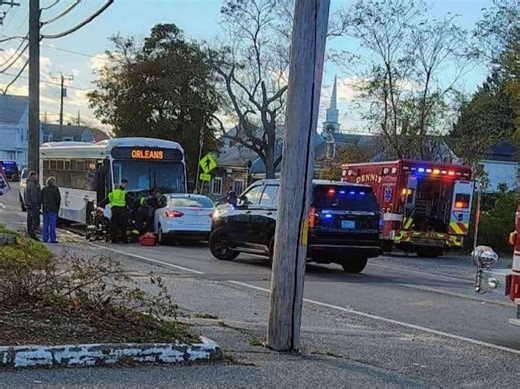 Video: Car, transit bus collide head-on in Dennis