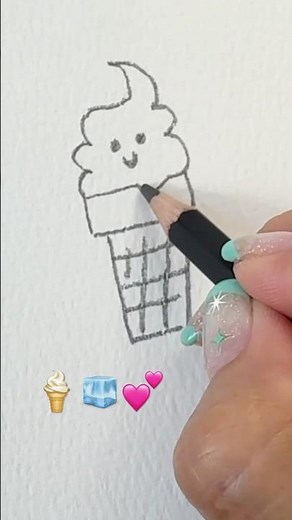 How to Draw a Cute Ice Cream Cone 🍦✨ #shorts