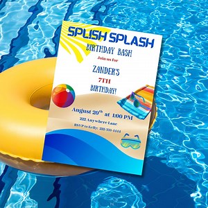 Splish Splash Pool Party Invitation: Editable Beach Theme (5x7, Instant Download) - Etsy