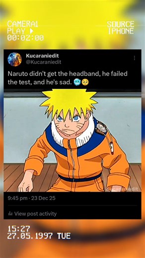 Naruto didn't get the headband, he failed the test, and he's sad. 🥶🥺 #naruto #edit #clone #short