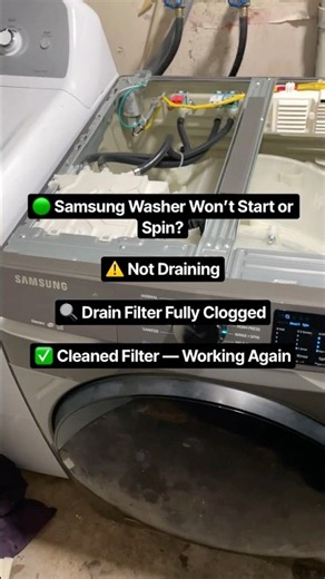 Samsung Washer Front Load Won’t Start or Spin? Clogged Drain Pump Filter