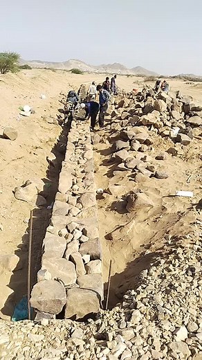 Constructing a Stone Wall in a Desert Landscape