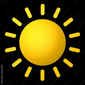 Sun Icon | sunny spells clouds weather forecast symbols icons | Black Background