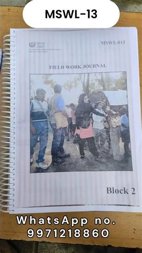 MSWL 013 Field Work Journal First Year IGNOU MSW Journal English Ready File
