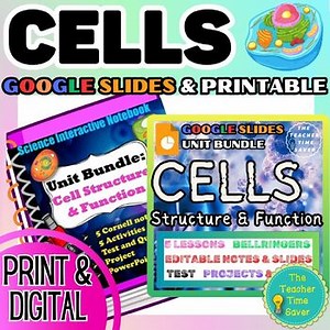 Cells Unit Bundle - Levels of Organization and Organelles Life Science Notebook